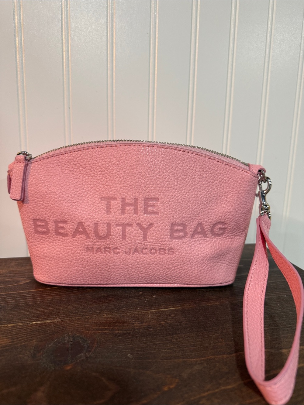 Marc Jacobs Pink Pebbled Leather Makeup Pouch with Wristlet